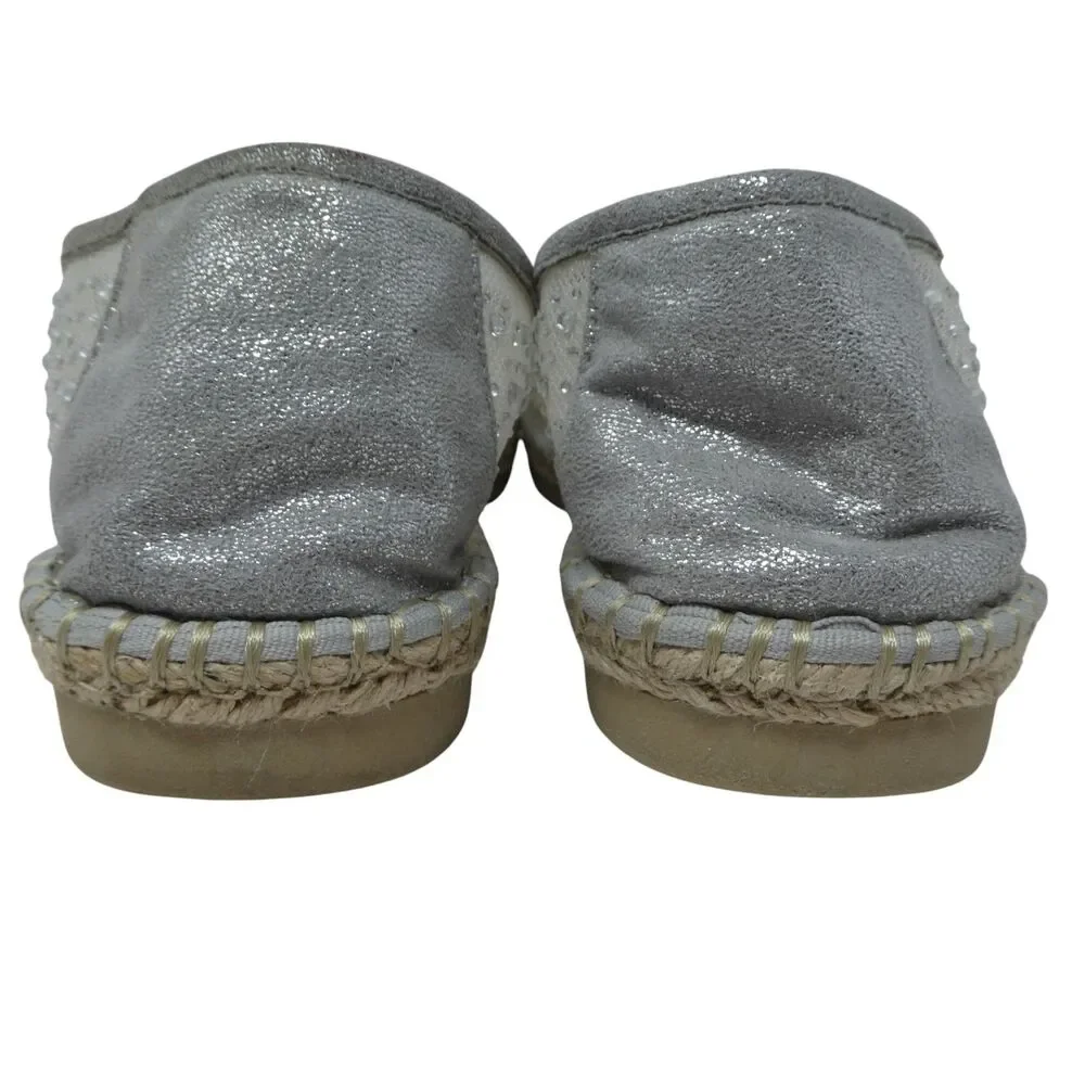 Yellow Box Lucita Silver Mesh Crystal Bling Espadrille Flats Shoes‎